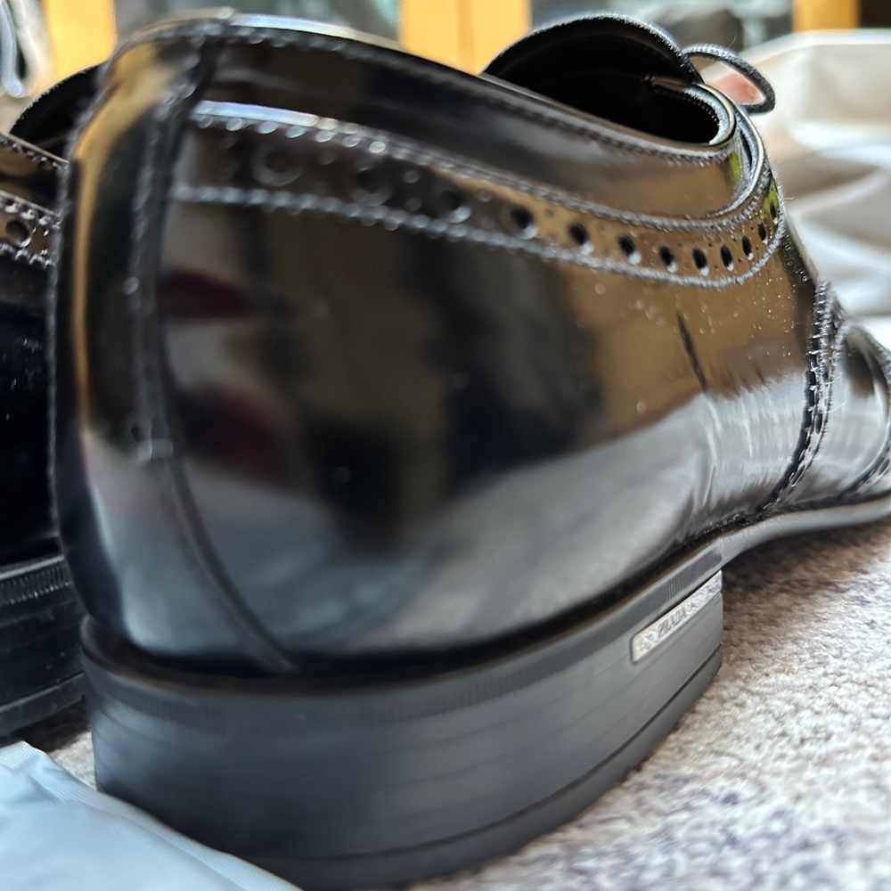 Prada Men's Shiny Black Oxford Shoes - Picture 6 of 11